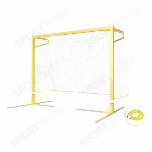 Ворота для пляжного мини-футбола/гандбола 3х2 с рамой основания и боковыми дугами, устанавливаются в закладные стаканы с опорой под деревянный брус